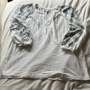 NWOT PURE JILL(J JILL) EMBROIDERED SLEEVE TOP/TUNIC WHITE SIZE XS